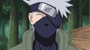 Kakashi become happy when Naruto tells him that Team Kakashi will have a happy ending with Sasuke in it.