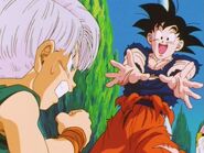 Goku stops Trunks from hurting Buu