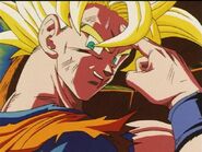 Goku says farewell to Gohan before his teleports away with Cell.