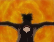 Sasuke shows his father that he completely master the Great Fire Ball Technique.