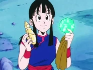 Chi-Chi holds the items