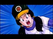 Videl tells Gohan to watch out of the baseball in Orange Star High School