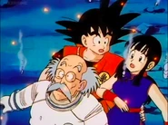 Chi-Chi and Goku with an old man