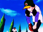 Videl about to throw the baseball