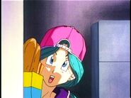 Future Bulma tells Gohan and Trunks that they better not be planning something.