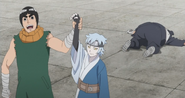 Rock Lee declares Mitsuki the winner.