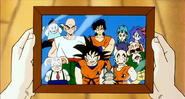 Goku with his friends before Gohan was born