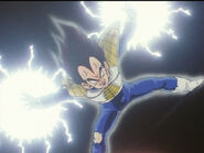 Vegeta about to fire a ki blast at Recoome