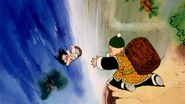 Grandpa Gohan sees Goku falling into a deep ravine.
