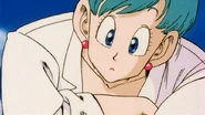 Bulma looking at Gohan's hat