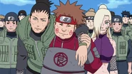Choji and his teammates are happy that Naruto is alright.