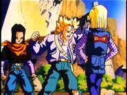 Future 17 watches Trunks hit his sister.