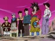 Goku with his family and friends after Baby is kill.