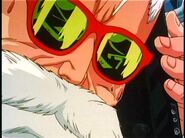 Future Master Roshi listening to the radio as he hears about the Androids attacking a innocent city.