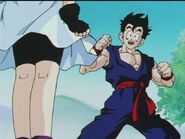 Videl flowing air to concrete her energy to flying