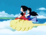 Chi-Chi and Goku on Flying Nimbus