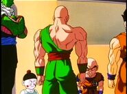 Future Yamcha and everyone at Future Goku's house.