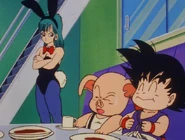 Bulma is forced to wear a Bunny costume