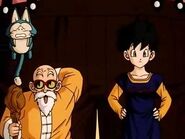 Videl with the Z Fighters support group to call Eternal Dragon: Shenron