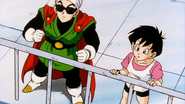 Videl watching with Gohan to show Goten and Trunks