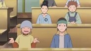 Choji, and Shikamaru sitting behind Hibachi as they hear the latter lie about seeing Naruto.