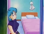 Bulma in a hotel room