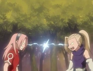 Sakura and Ino's rivalry begins.