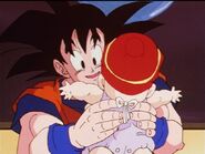 Goku holding an Infant Son Gohan.