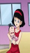 Videl tries to calm Pan down