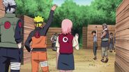 Inari waving goodbye to Naruto, and Team Kakashi.