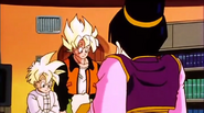 Chi-Chi scolding Gohan and Goku.