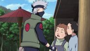 Kakashi is told by Choji that he and Shikamaru are going back to the Ninja Academy.