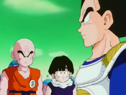 Vegeta joins forces with Gohan and Krillin