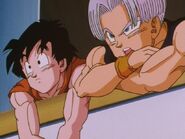 Goten sees his father is taunting Uub