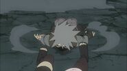 Kakashi passes out after awakening the Mangekyo Sharingan for the first time.