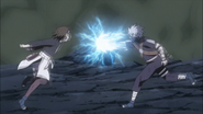 Rin about to run into Kakashi's Chidori.