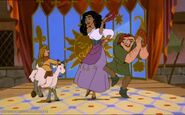 Quasimodo dancing along side Esmeralda