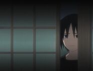 Sasuke eavesdropping on his parent's conversation with Itachi.