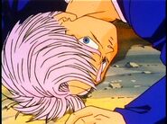 Future Trunks waking up after he no longer senses Gohan's life force.