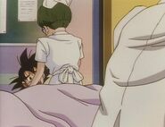 Goku Jr. is taking on of his grandma's hospital room and begs to know what's happening to her.