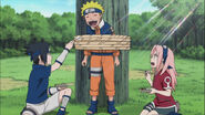 Sasuke giving Naruto food. By not even knowing that he is showing Teamwork with Naruto, and Sakura.