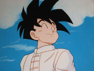 Teen Gohan smiles after his father's death