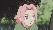 Sakura about to be hit with a snowball by Ino.