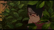 Sarada watches Boruto train.
