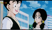 Videl is relieved that Gohan is not hurt