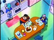 Future Bulma cooking for Gohan and Trunks.