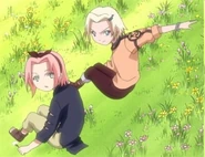 Sakura sees Ino throwing flowers at Ami.