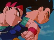 Goku Jr. punches Vegeta Jr.