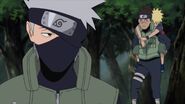 Iruka is surprise that Kakashi has arrive to handle the 3 female enemy Shinobi.