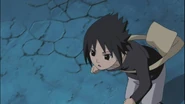 Sasuke running to his house after Training too long.